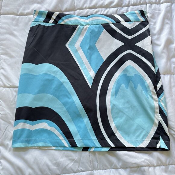 Bogner Tennis Golf Skort Skirt Blue Geometric Stretch Womens Size 12 Outdoor - Picture 9 of 9